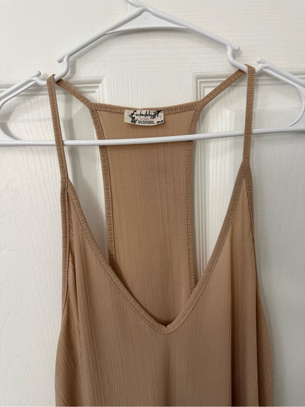 Free People Intimately Ribbed V Neck Tank Top Beige/Tan Size Small New - Picture 2 of 4